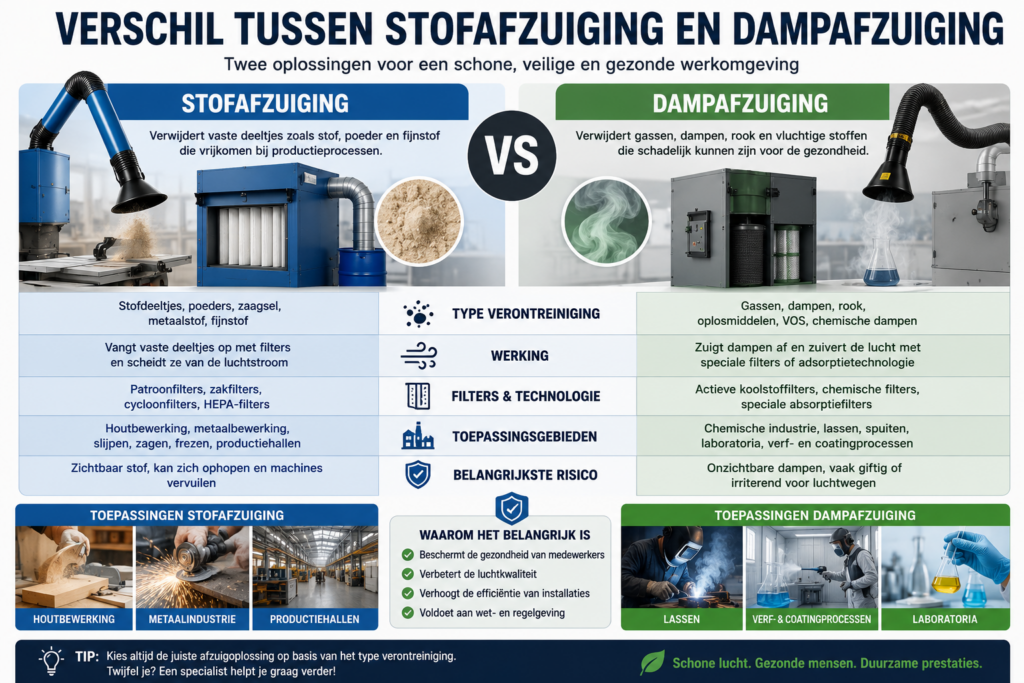 Verschil tussen stofafzuiging en dampafzuiging