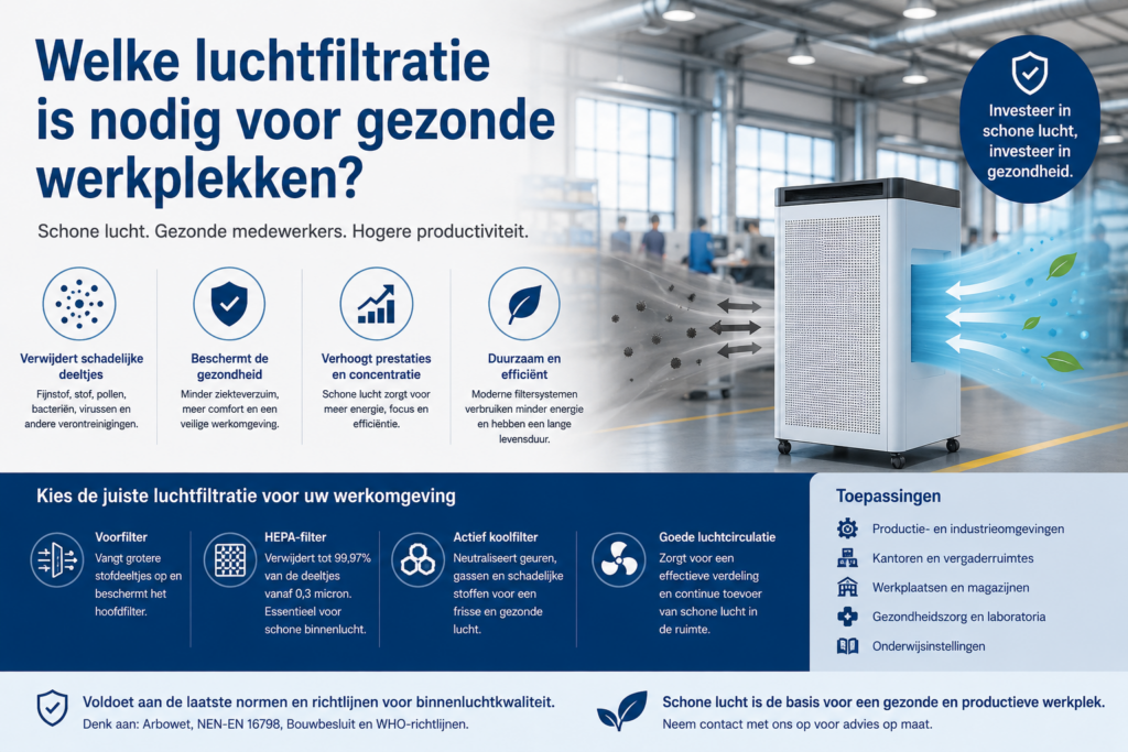 Welke luchtfiltratie is nodig voor gezonde werkplekken