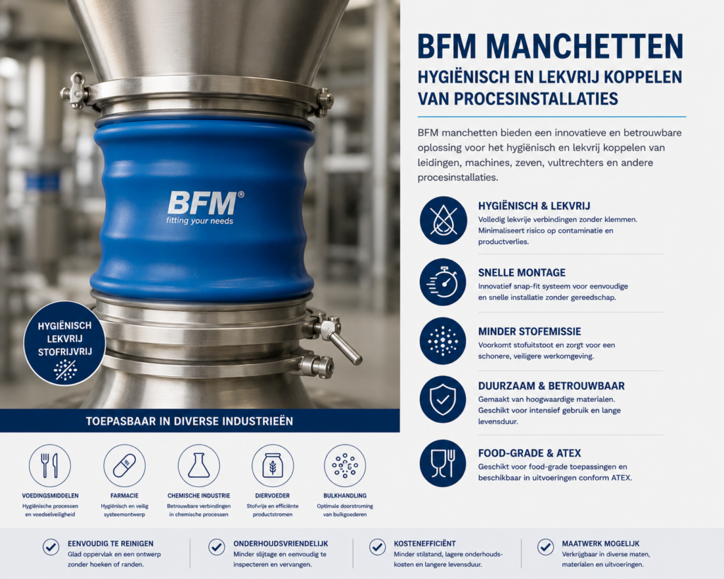 BFM Manchetten Hygiënisch en Lekvrij Koppelen van Procesinstallaties