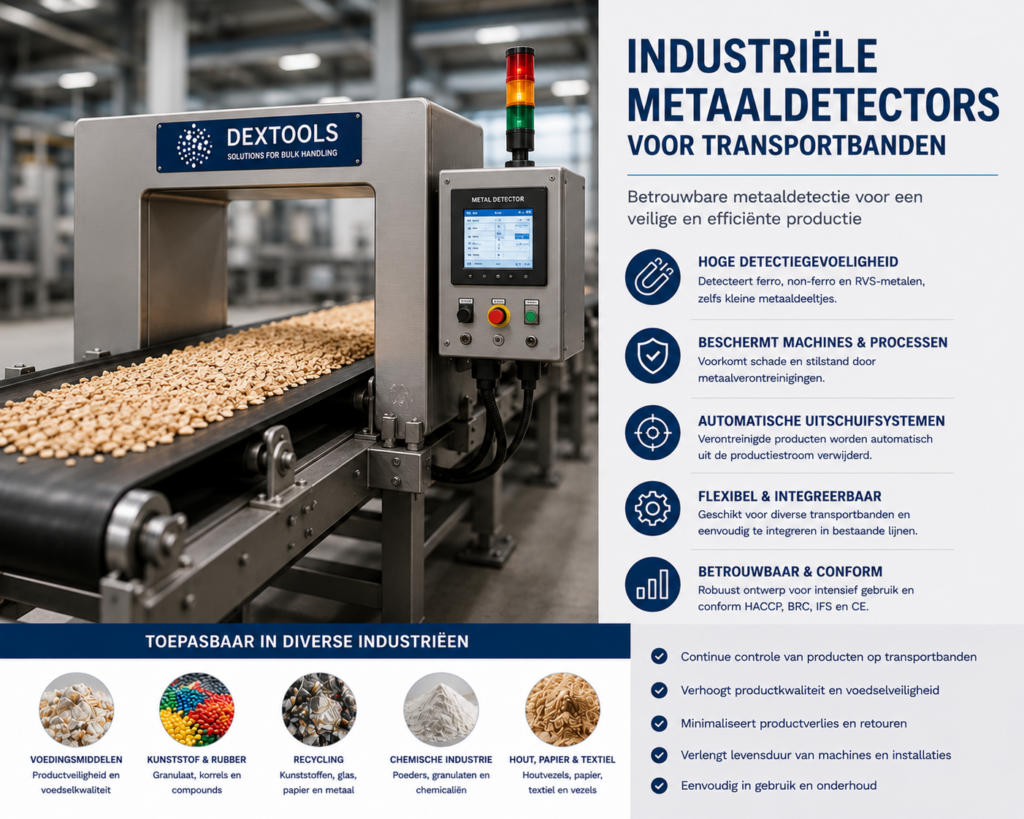 Industriële metaaldetectors voor transportbanden