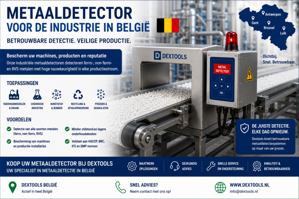 Metaaldetectoren voor de industrie in België koop je bij Dextools