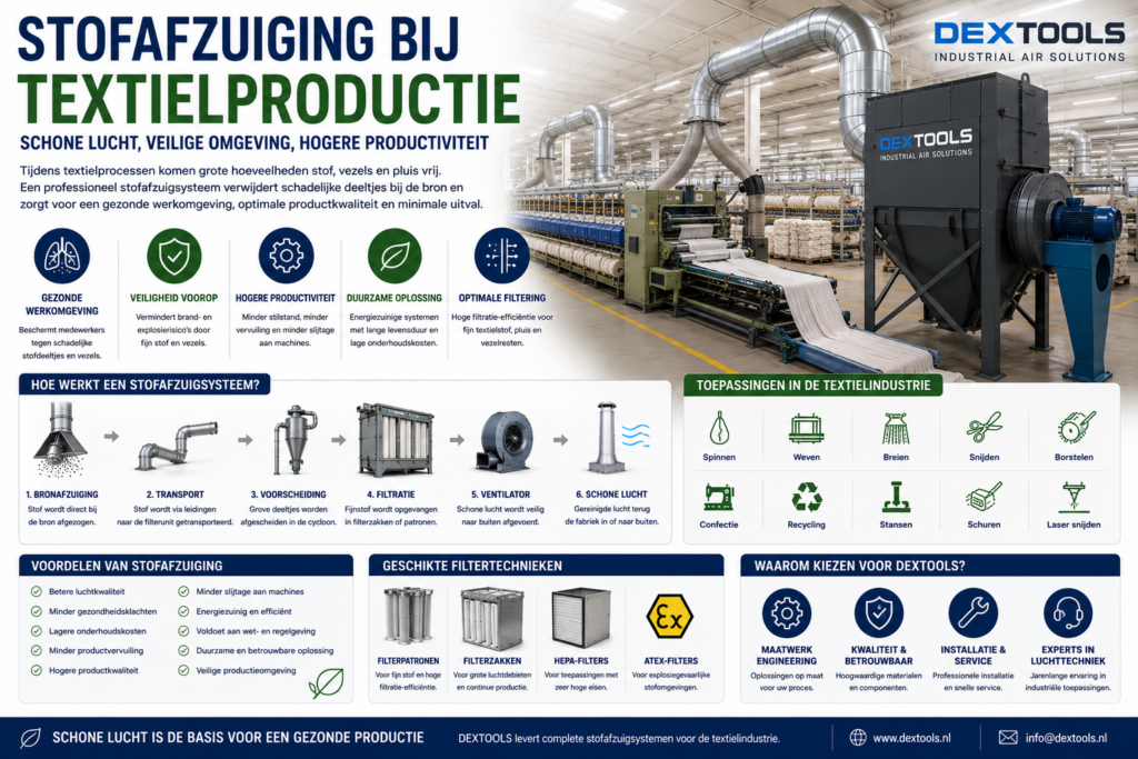 Stofafzuiging bij Textielproductie