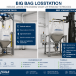 Big bag losstation met elektrische takel of vorkheftruck
