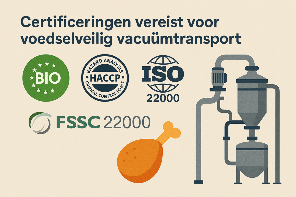 Welke certificeringen zijn vereist voor voedselveilig vacuümtransport?