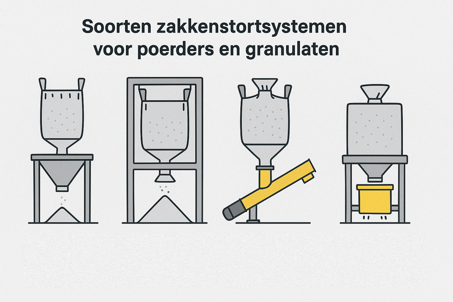 Lees meer over het artikel Soorten zakkenstortsystemen voor poeders en granulaten