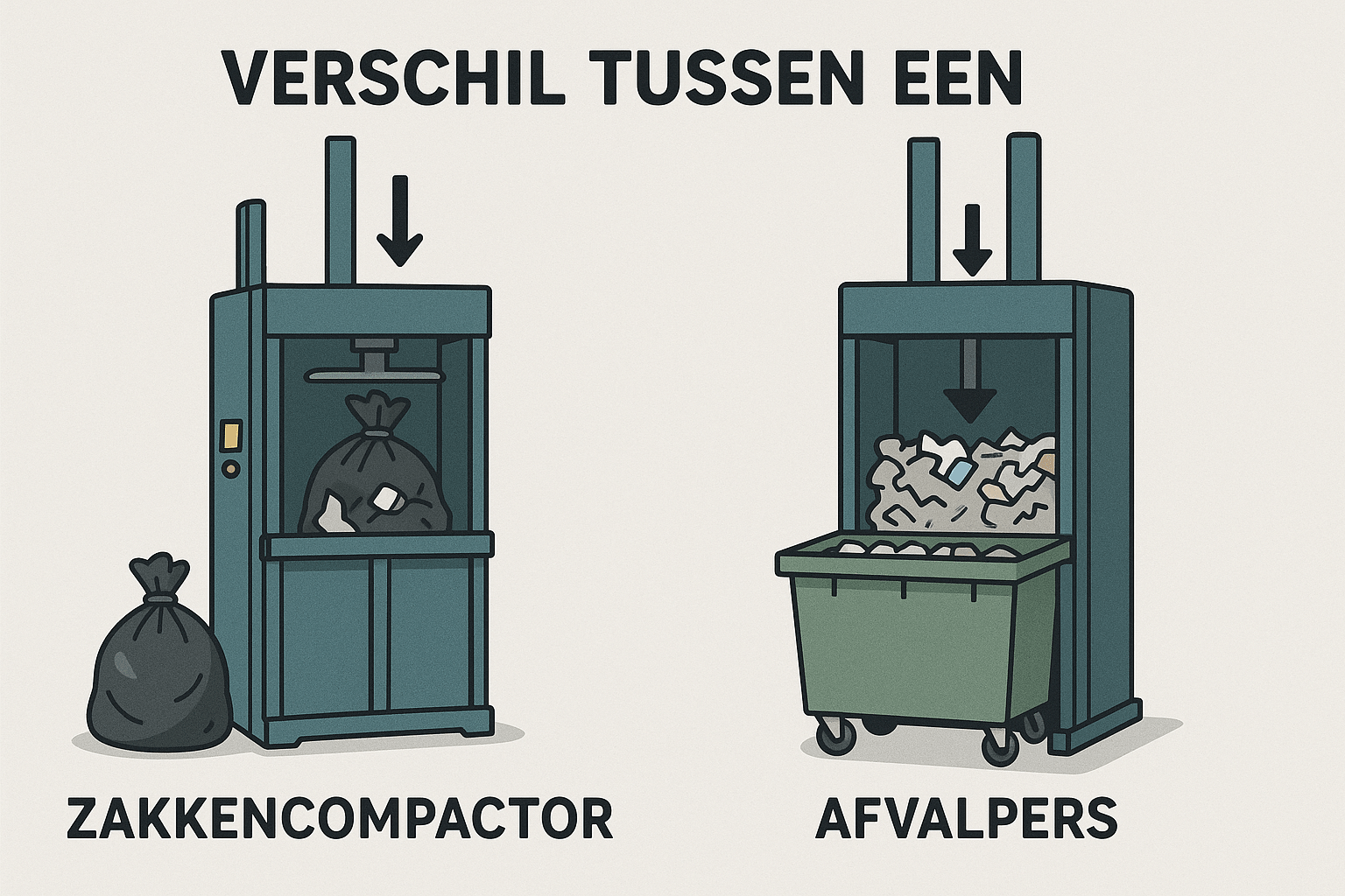 Verschil tussen Zakkencompactor en Afvalpers