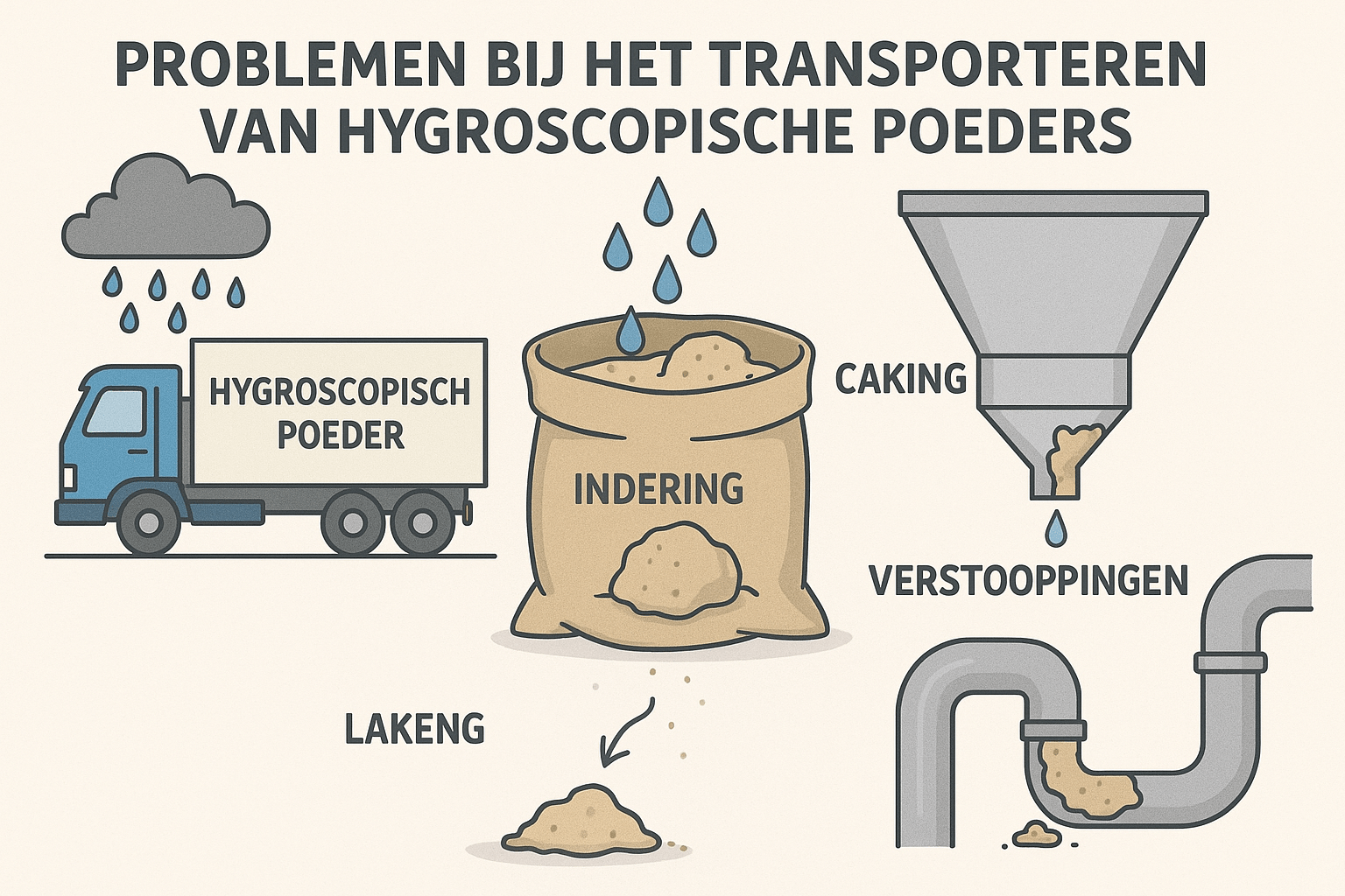 Transporteren van hygroscopische poeders