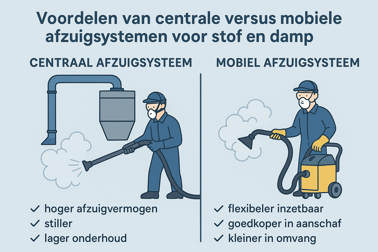 Centrale versus mobiele afzuigsystemen