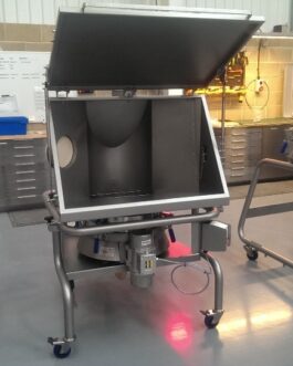 Ronde zeef voor controlezeving met zakkenstortstation