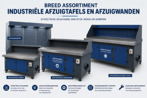Breed assortiment industriële afzuigtafels en afzuigwanden